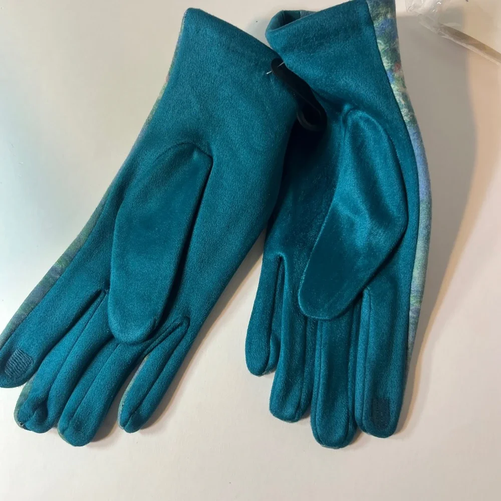 Womens RainCaper Smartphone‎ Touch Screen Gloves Monet Water Lillies NIP OS